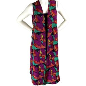 LuLaRoe Joy Sleeveless Long Vest Size S Gorgeous Colors Silky Like Lite …